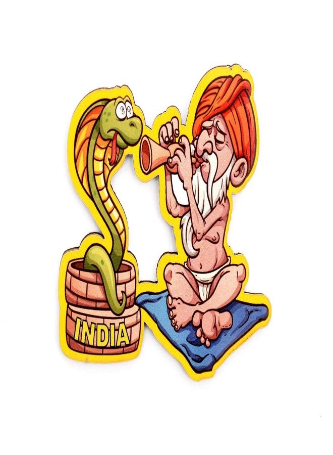 SkyWalker India Souvenir Wooden Fridge Magnet-Snake Charmer Fridge Magnet (Multicolour)